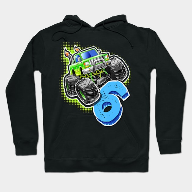 Monster Truck 6Th Birthday Hoodie by Zoe Hill Autism